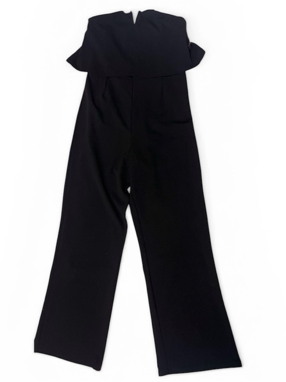 Honey Peach Black Off Shoulder Wide Leg Jumpsuit | Size L | Elegant Minimalist